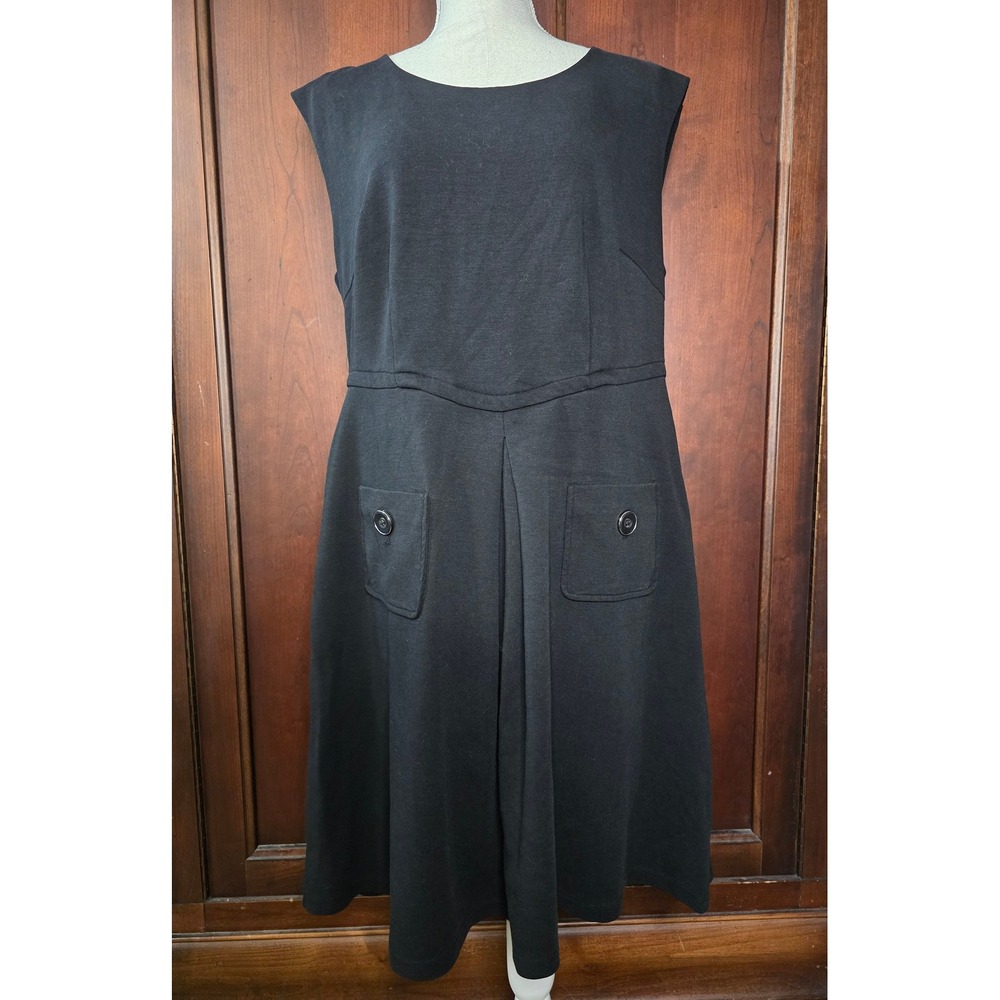 City Chic Womens Black Sleeveless Fit and Flare Pleated Pocket Dress Size S 16 - Picture 2 of 8